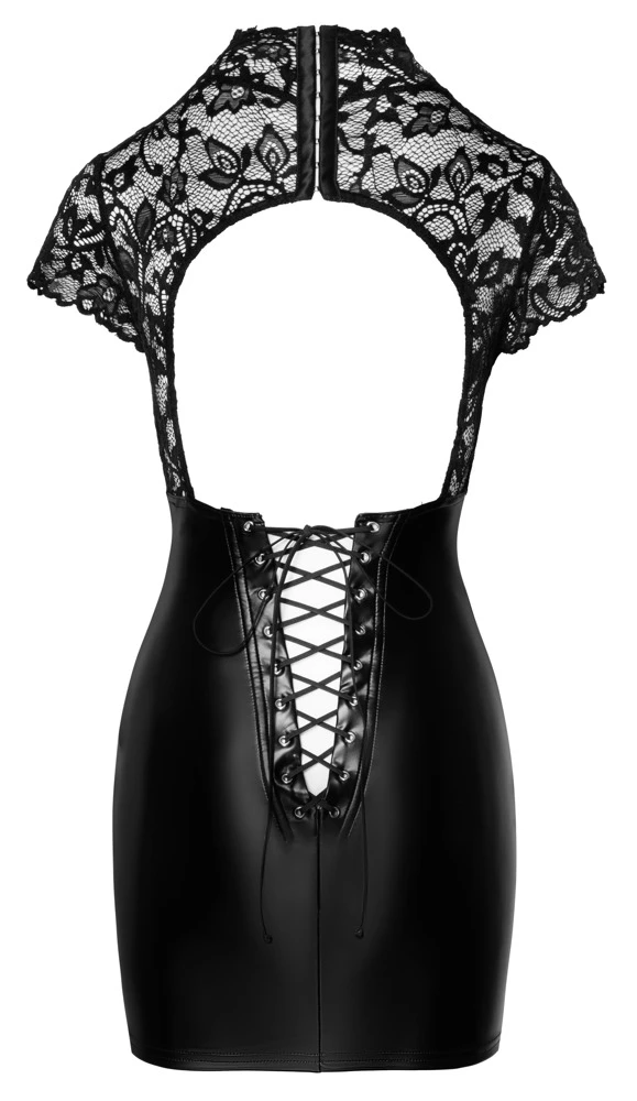 Kleid mit Spitze hinten Erotisch Rückenfrei und mit Schnürung am Rockteil vone hoher Kragen