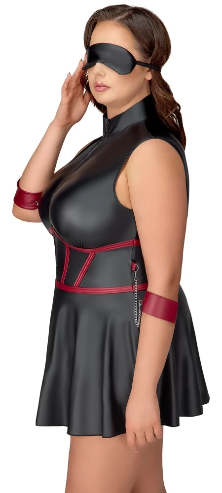 Cottelli Minikleid mit Armfesseln und Augenmaske für verführerische Eleganz in schwarz
