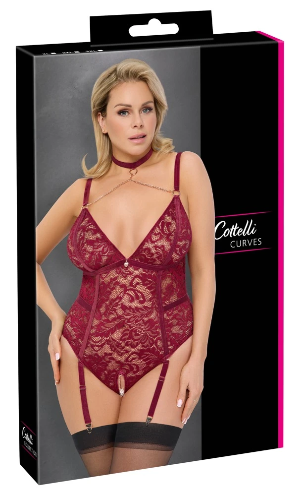 Verführerischer Cottelli CURVES Straps-Body ouvert: Spitze, Samt und Sex-Appeal vereint für unvergessliche Momente!