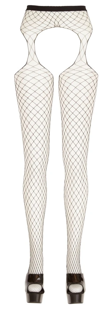 Cottelli Verlockende Versuchung: Die raffinierte Straps-Strumpfhose aus grobem Netzmaterial und ouvert gearbeitetem Schritt