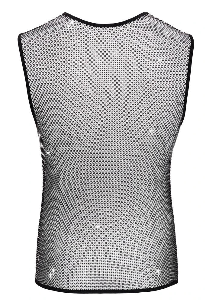 Provokantes Herren-Netzshirt in transparenter Schwarz-Optik mit funkelnden Glitzersteinchen und sinnlichem Wetlook-Flair von Svenjoyment