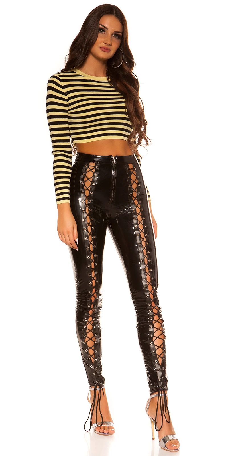 Gestreiftes Langarm Top im Crop-Style Gestreiftes Langarm Top im Crop-Style