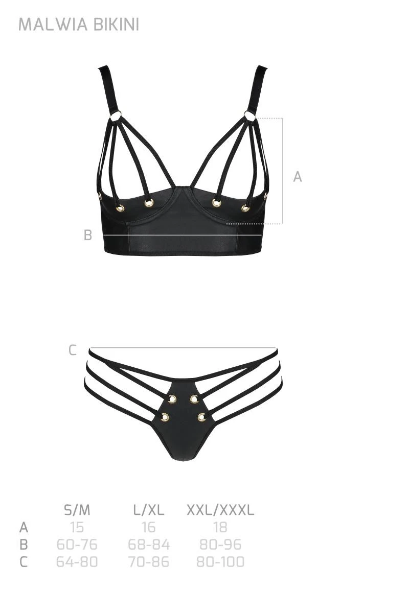 Kunstleder Dessous Set mit Bügel BH und Panty von Passion