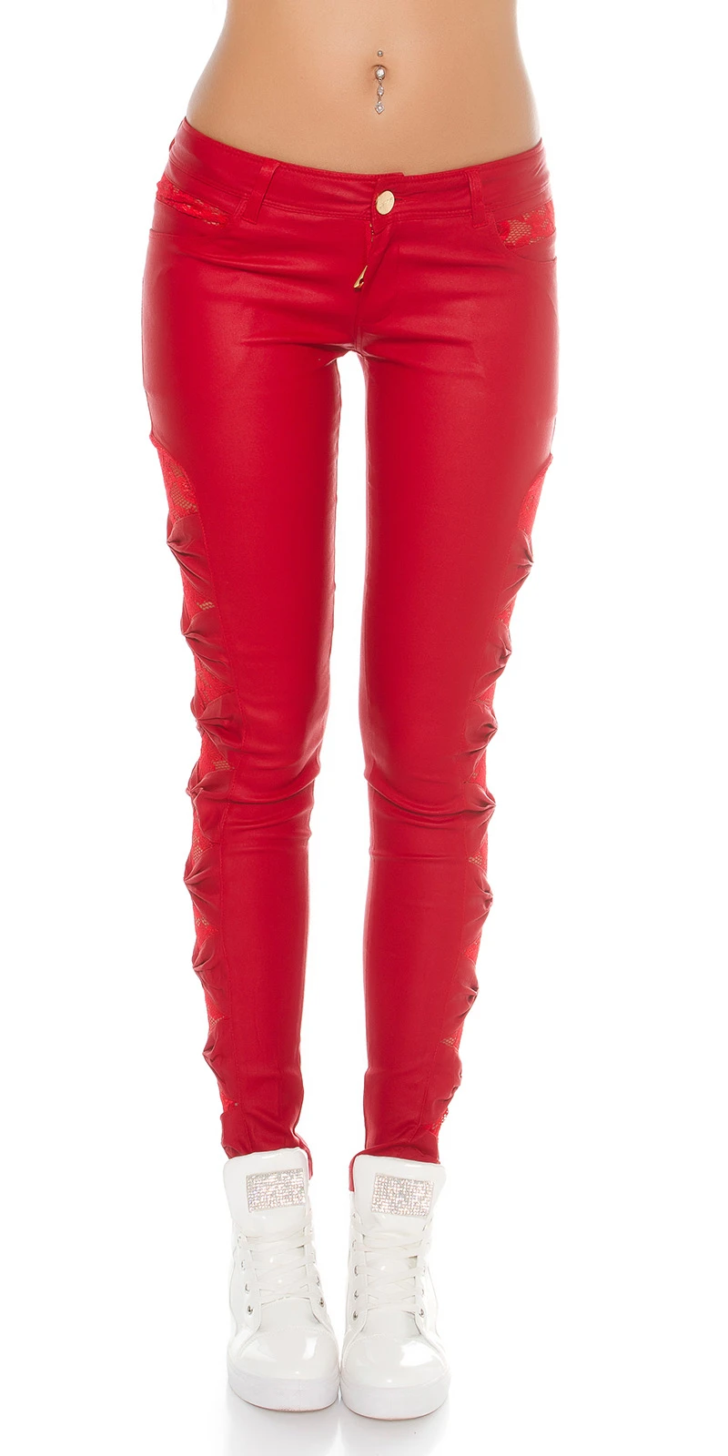 Stilvolle Koucla Röhren-Hose mit Spitzen-Einsätze Stilvolle Koucla Röhren-Hose mit Spitzen-Einsätze