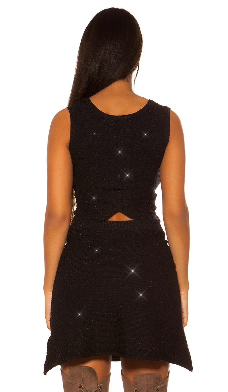 Strick Minikleid mit Rücken-Cutout und Glitzer-Akzente Strick Minikleid mit Rücken-Cutout und Glitzer-Akzente