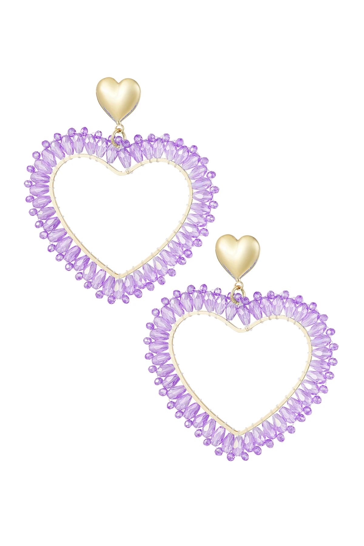 Herzohrringe hängend mit Kupferkristallglas Herzohrringe hängend mit Kupferkristallglas