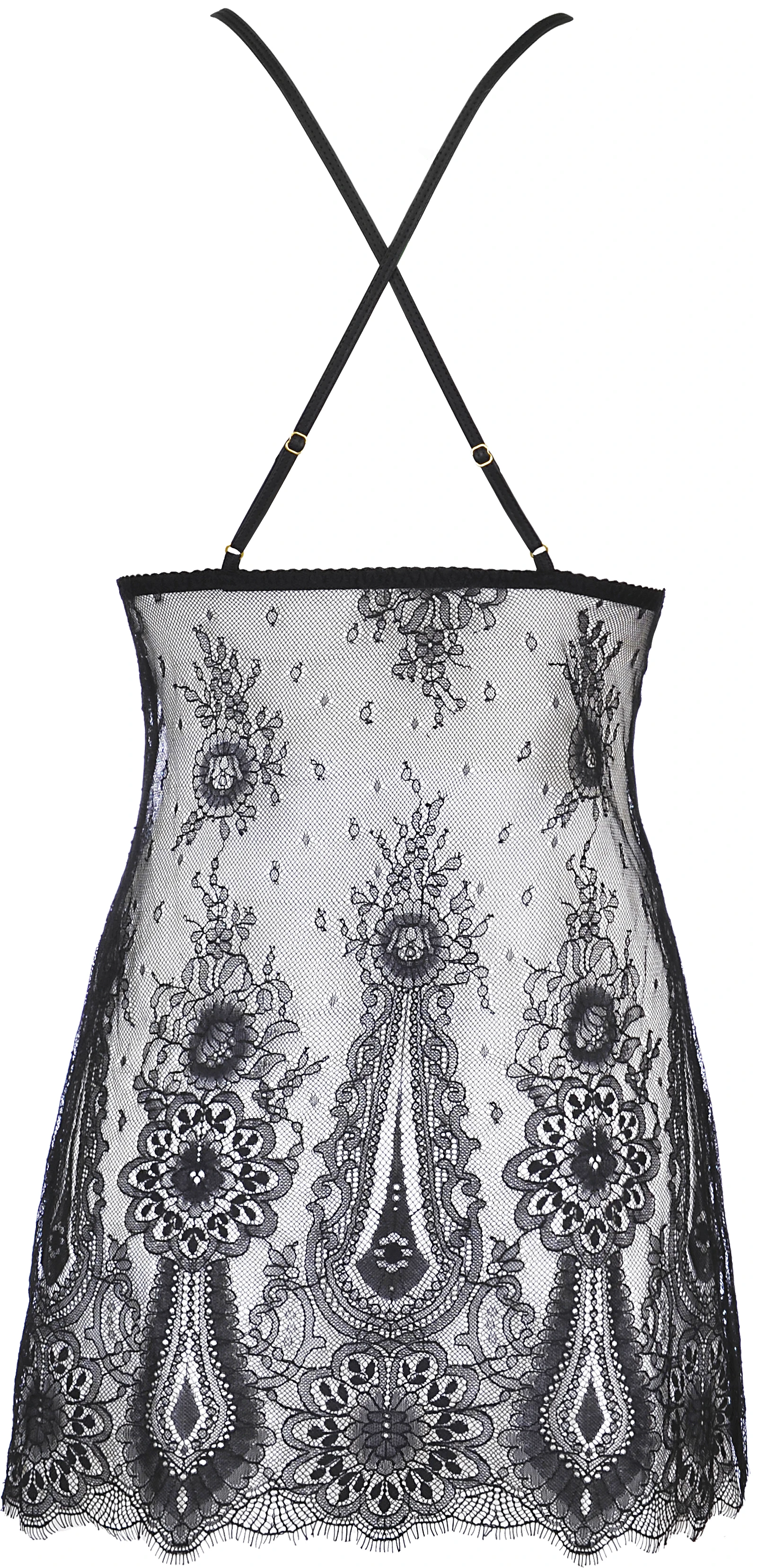 Axami schwarzes Babydoll mit transparenter Spitze