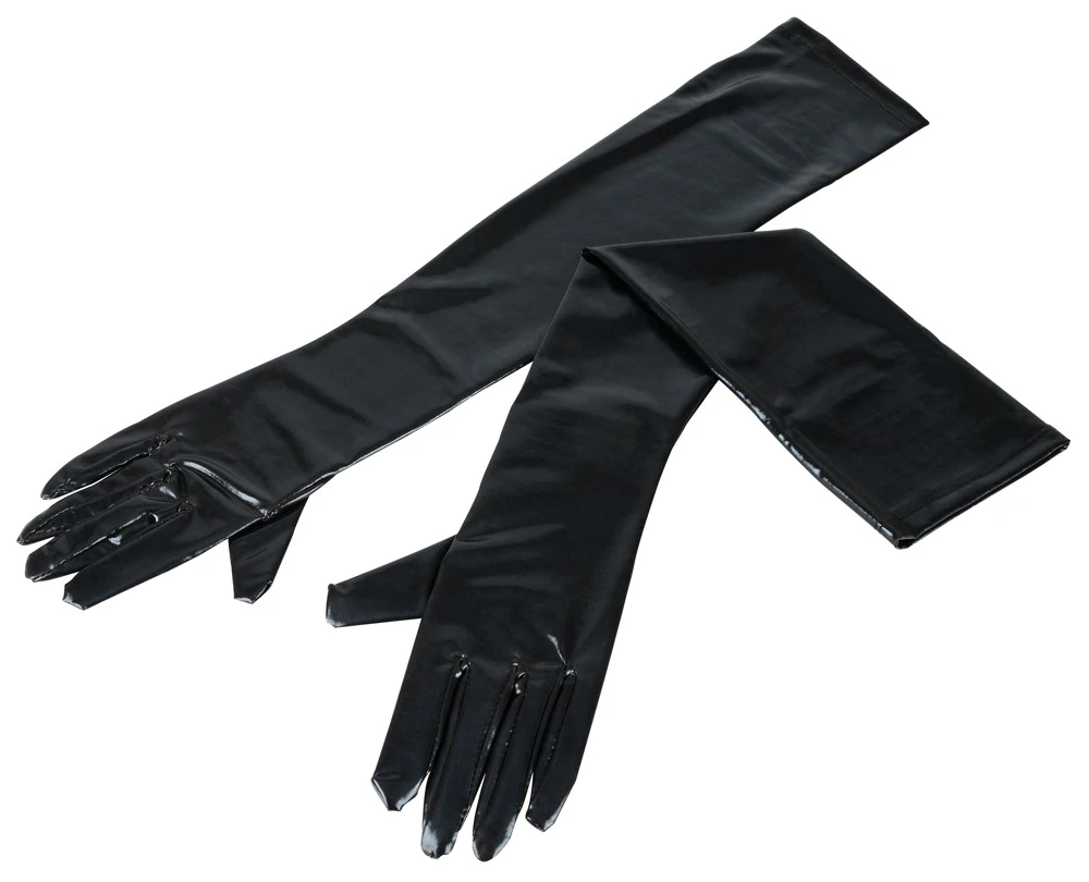 Cottelli Extralange Wetlook-Handschuhe, 1 Paar, Stretchig & Ideal für Partys