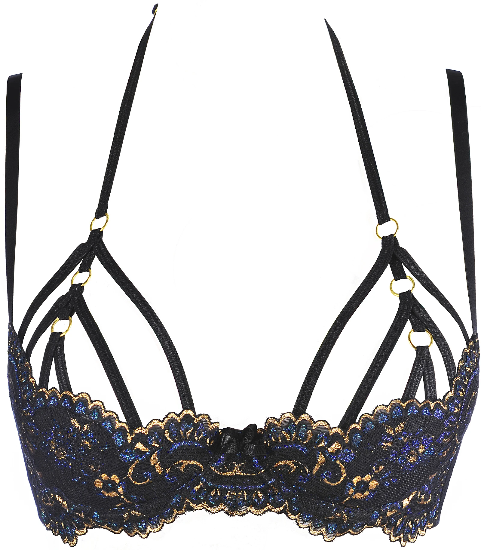 Axami Hebe BH mit blau goldener Spitze mit Zierschleife Axami Hebe BH mit blau goldener Spitze mit Zierschleife