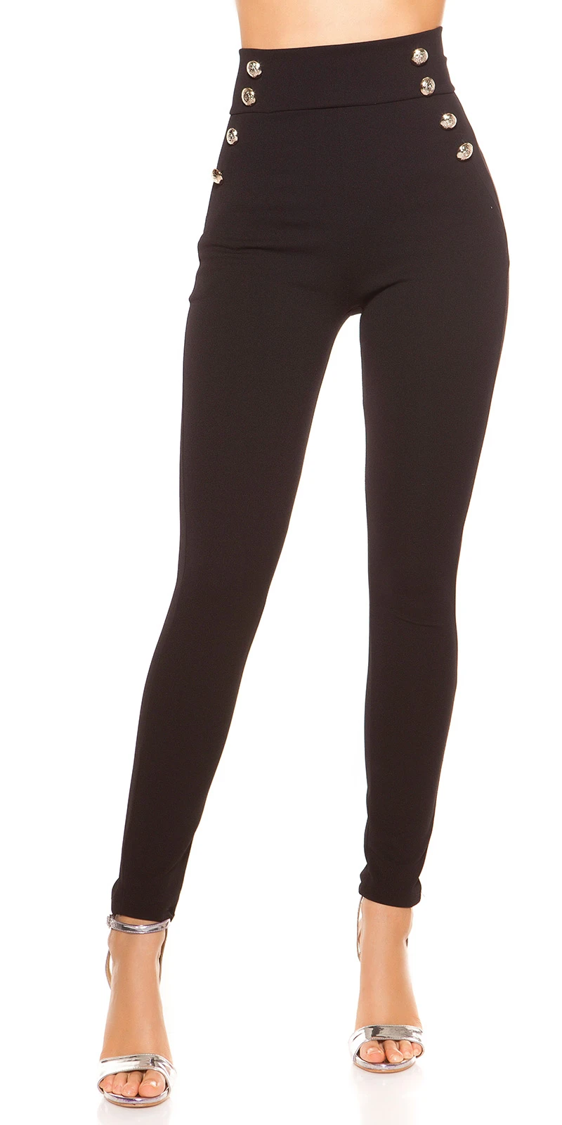 Business High Waist Leggings Stoff Hose mit Marine Effekt Business High Waist Leggings Stoff Hose mit Marine Effekt