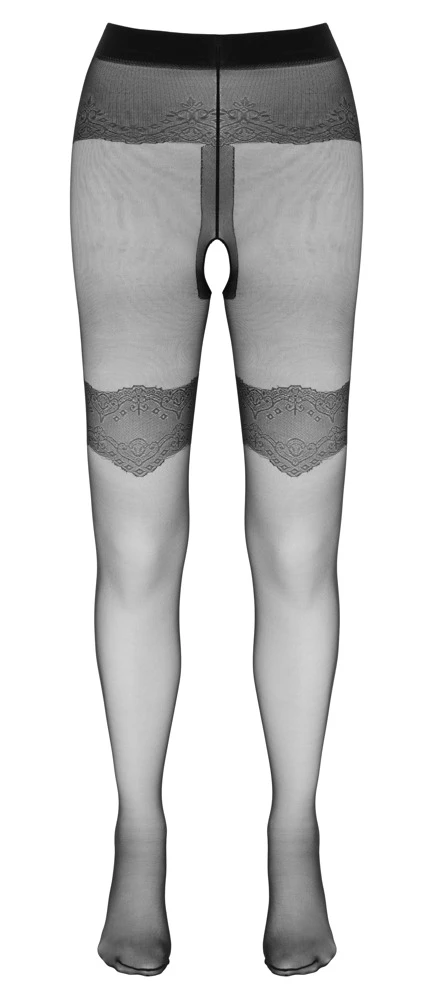 Cottelli Verführerisch Enthüllend: Die Seidige Straps-Strumpfhose mit Offenem Schritt und Eingewebten Strumpfbändern