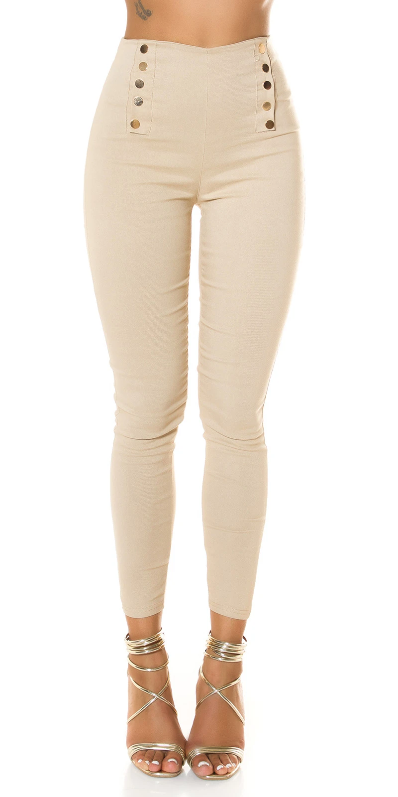 Skinny Business High Waist Leggings Hose mit Deko Knöpfe Skinny Business High Waist Leggings Hose mit Deko Knöpfe