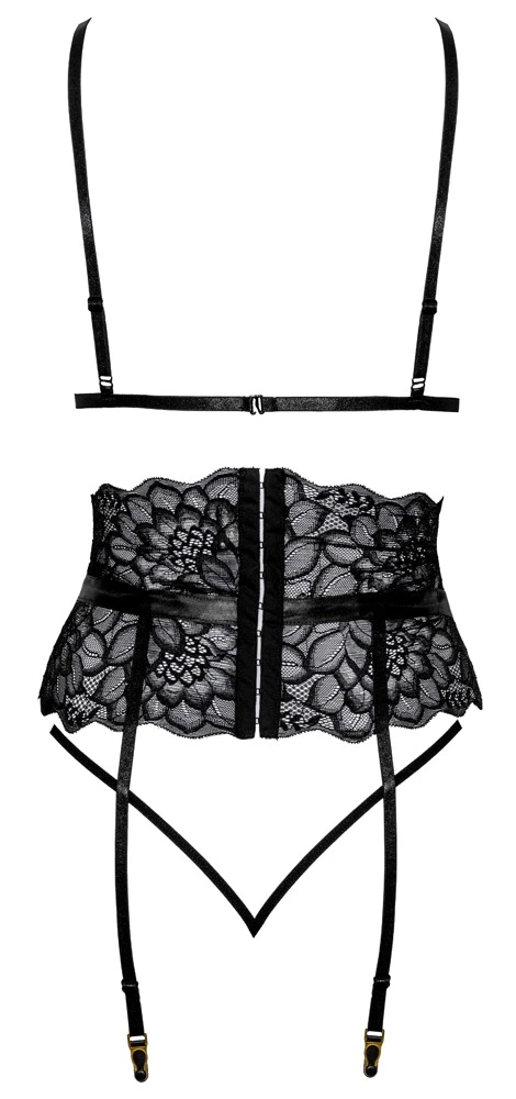 kissable Dessous-Set Reizwäsche Strapsset, Soft-BH, Strapsgurt & String aus feiner Spitze