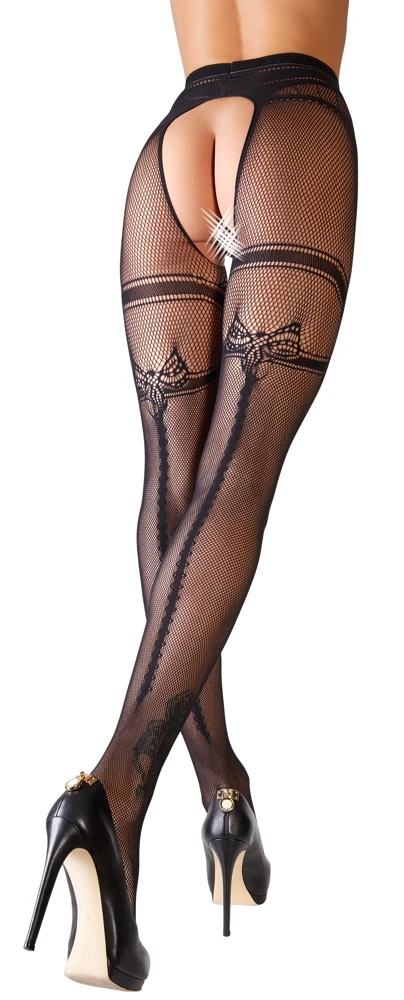 Cottelli Verführerische Eleganz: Die Ouvert-Netzstrumpfhose mit eingewebtem Strumpfband und Ziernaht