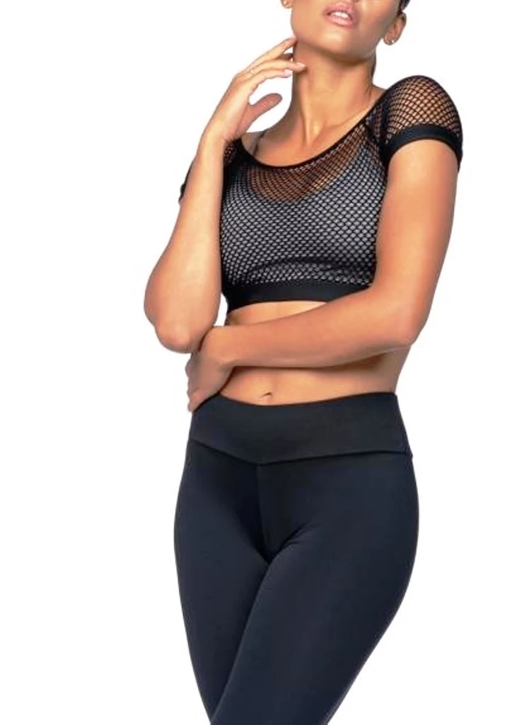 Sport BH Fitness Top L5167 mit dehnbarem Netz außen und eng anliegendem grauem Innentop, breitem Komfortbund für optimalen Halt und sicheren Sitz bei jedem Workout