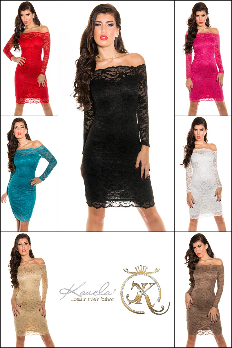 Off Shoulder Cocktail Midi Spitze Kleid Off Shoulder Cocktail Midi Spitze Kleid