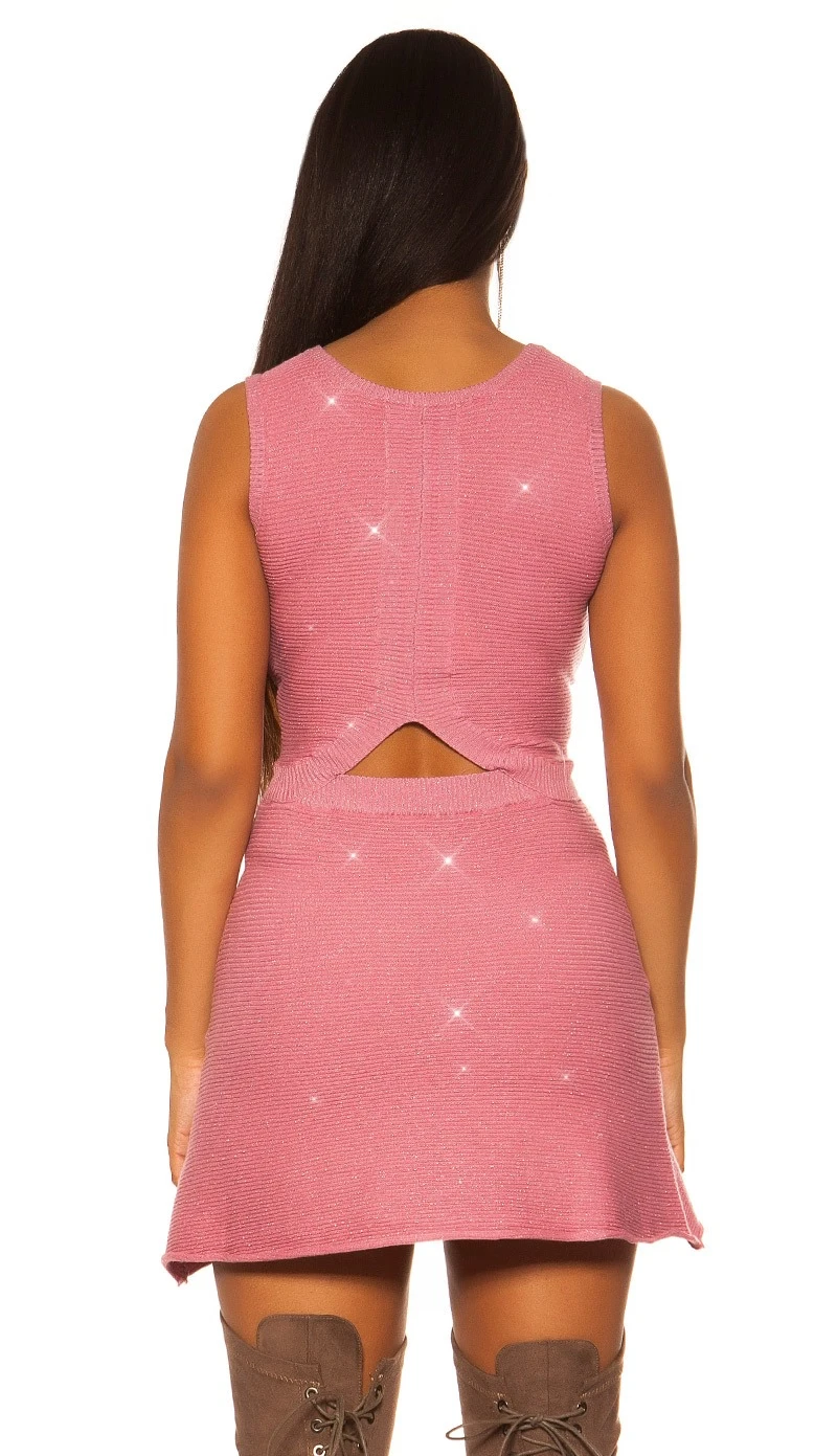 Strick Minikleid mit Rücken-Cutout und Glitzer-Akzente Strick Minikleid mit Rücken-Cutout und Glitzer-Akzente