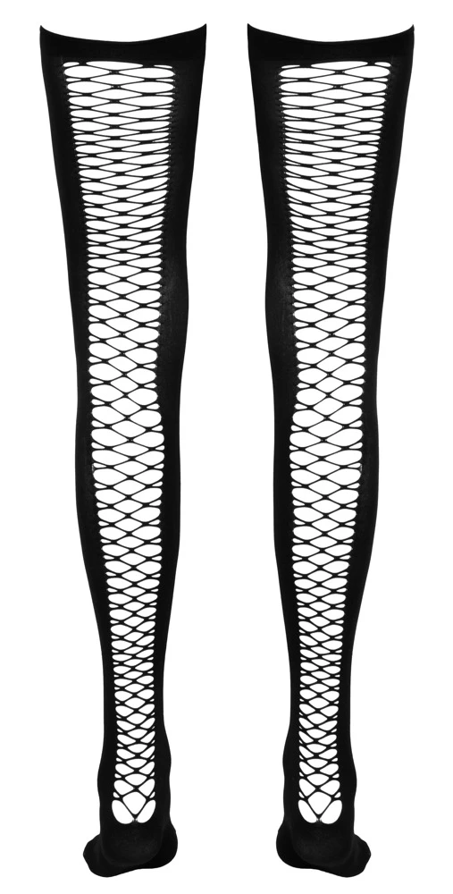 Cottelli Overknee-Stulpen mit rutschfestem Silikonband und Netz-Einsatz in schwarz