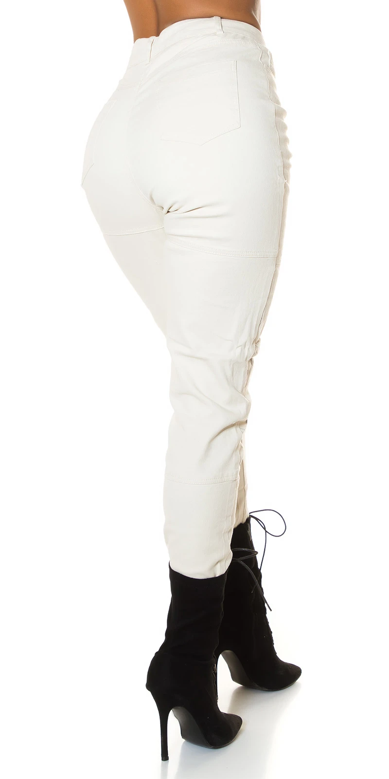 Uni Röhren High Waist Jeans mit Print Uni Röhren High Waist Jeans mit Print