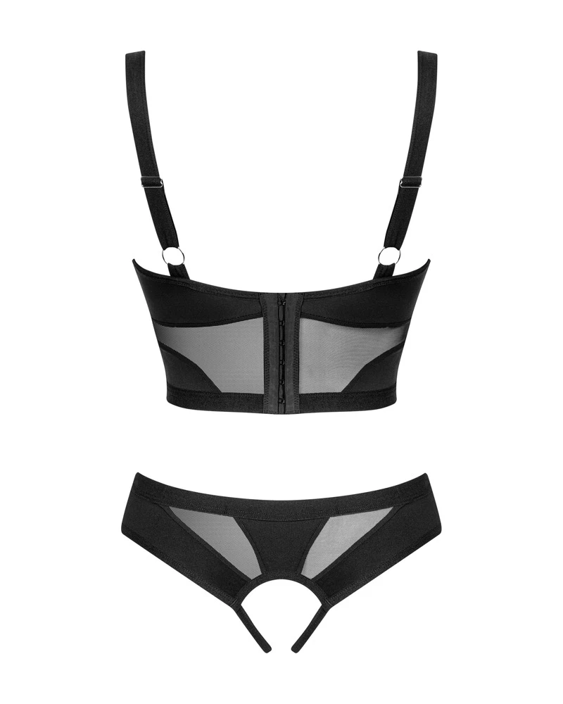 Obsessive Schwarzes Set Chic Amoria mit Longline-Hebe und Slip ouvert. Eleganter Ouvert-Style im stilvollen Mix mit blickdichten Partien und zarten Transparenzen. Obsessive Schwarzes Set Chic Amoria mit Longline-Hebe und Slip ouvert. Eleganter Ouvert-Style im stilvollen Mix mit blickdichten Partien und zarten Transparenzen.