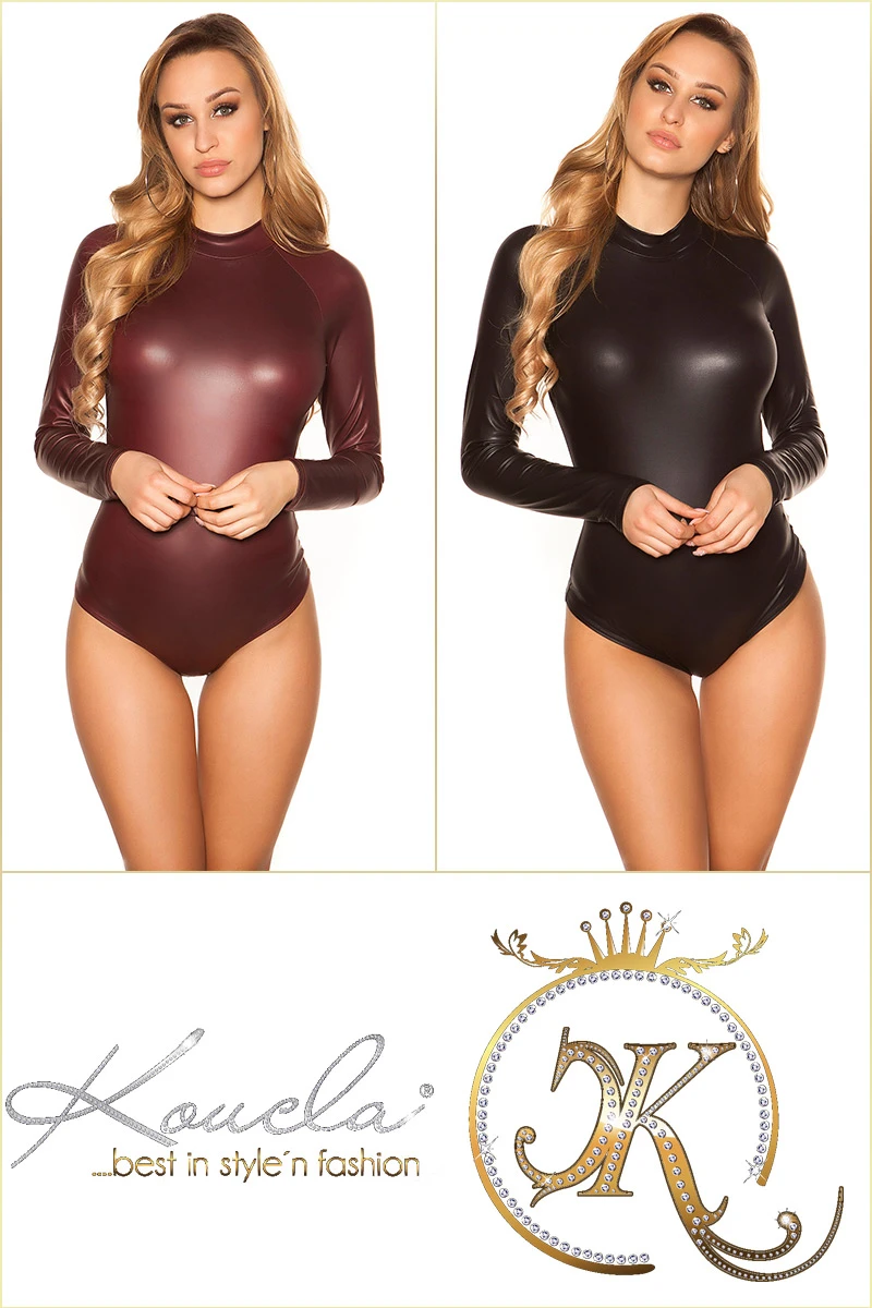 Gogo Wet Look Langarm Body mit Stehkragen Gogo Wet Look Langarm Body mit Stehkragen