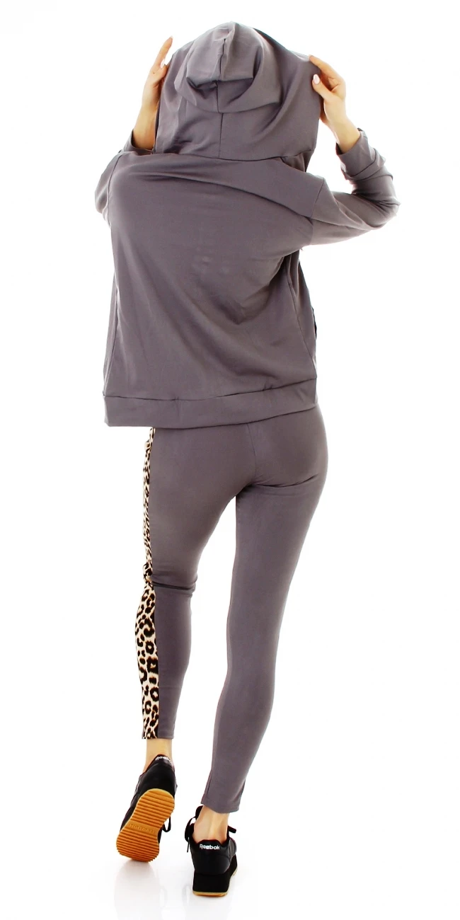Sporty Fitness Trainings 3-Teiler mit Leo Print