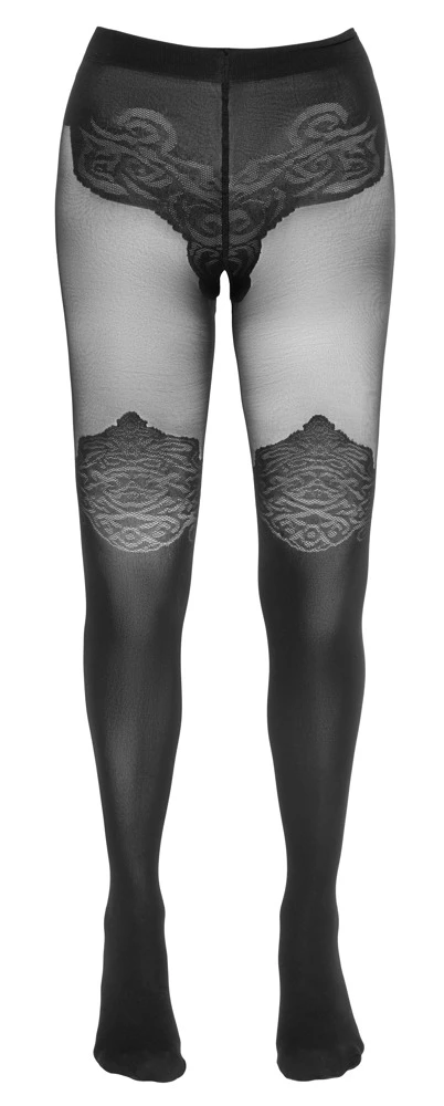 Cottelli raffinierte Overknee-Strumpfhose mit offenem Schritt und Öko-Tex Zertifizierung
