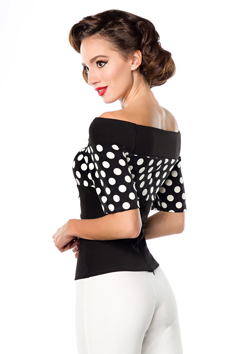 Jersey-Bluse mit dekorativen Stoffknöpfen Jersey-Bluse mit dekorativen Stoffknöpfen