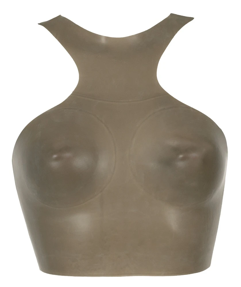 Latex-Top Smoke rauchgrau transparent High Neck Racerback schulterfrei bauchfrei Kinky Reizwäsche – LateX