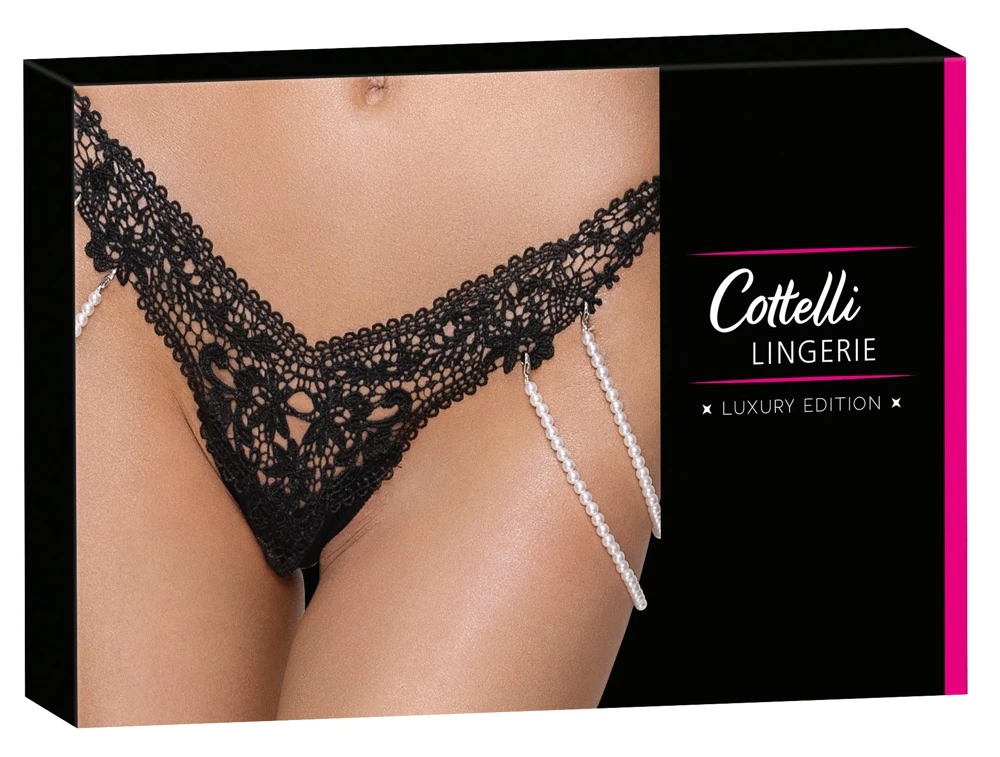 Cottelli LINGERIE Erotischer Rio String mit Perlenketten und edler Stickerei