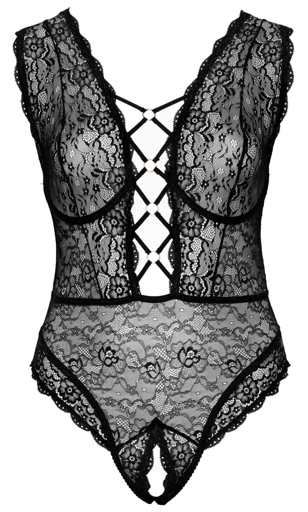 Cottelli Body aus weicher Stretch-Spitze mit einladend ouvert im Schritt Cottelli Body aus weicher Stretch-Spitze mit einladend ouvert im Schritt