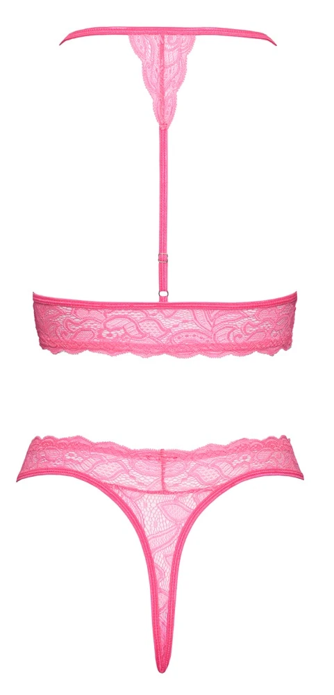 Verführerisch zarte Spitze trifft auf knalliges Neonpink,  BH-String-Set von Cottelli FANTASY für maximal sinnliche Momente