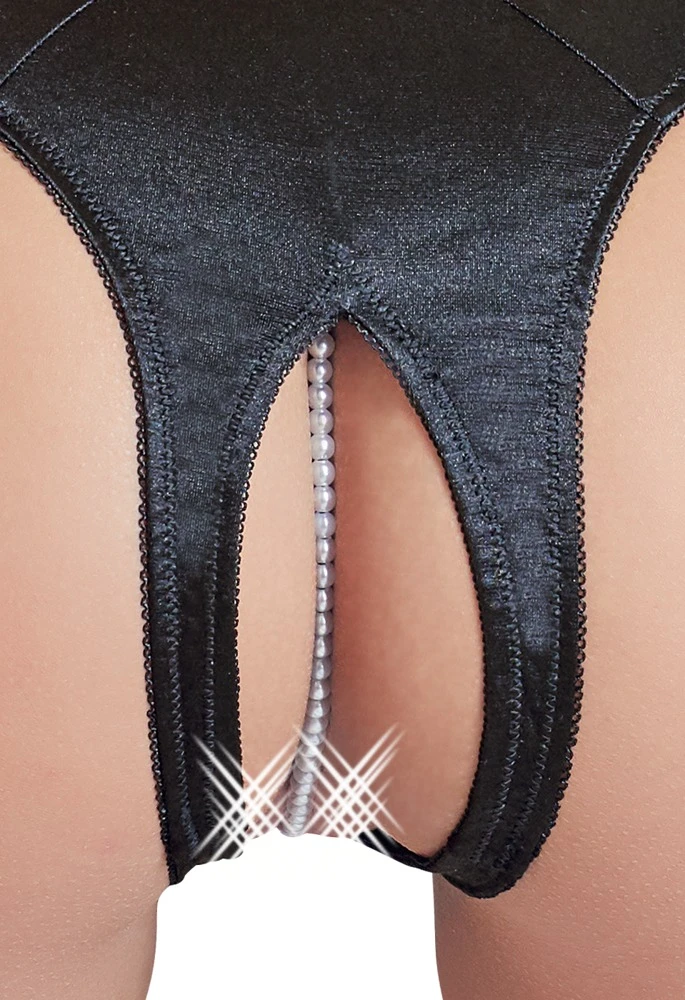 Cottelli LINGERIE Rio Perlen Slip ouvert mit Perlenkette durch den Schritt