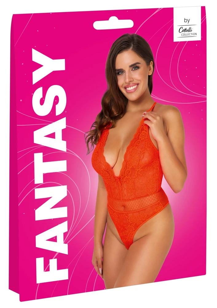 Verführerischer Riobody in Orangel mit Spitze & Tüll zart, sexy und komfortabel mit verstellbaren Kreuzträgern