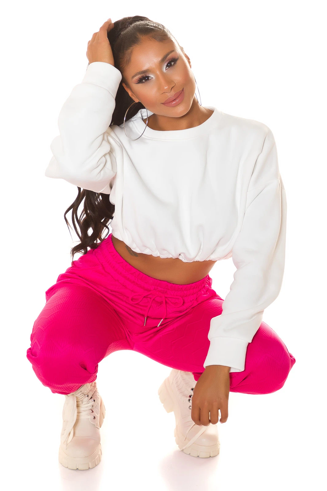 Damen High Waist Hose Pumphose Jogger ZickZack-Muster Jogginghose Sweathose Damen High Waist Hose Pumphose Jogger ZickZack-Muster Jogginghose Sweathose