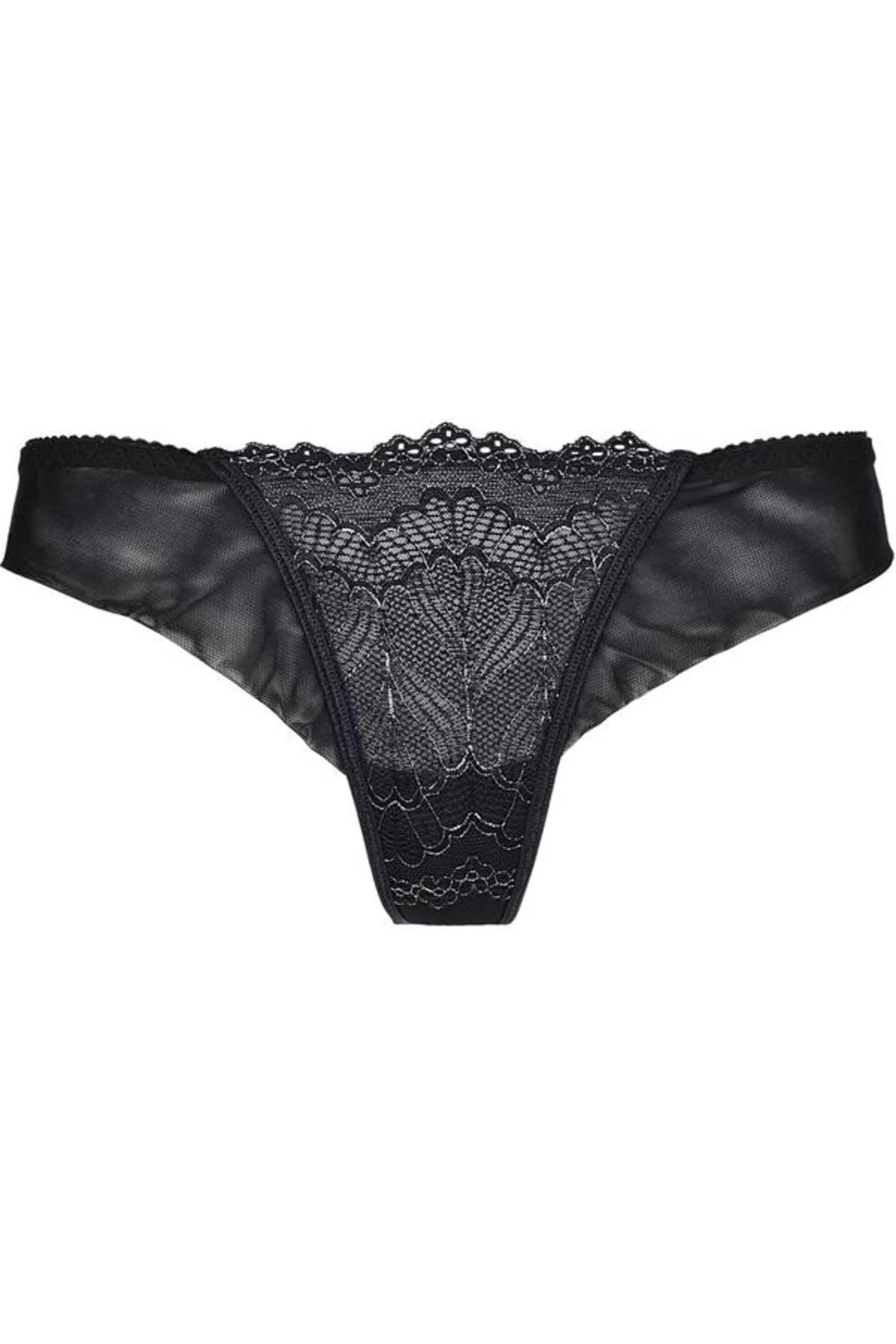 Axami Plus-Size Tanga schwarz mit Stickerei