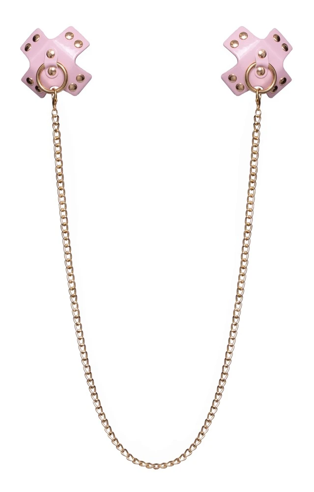 Kreuz Nippelsticker mit abnehmbarer Kette rosé gold mehrfach wiederverwendbar selbstklebend sinnliches Dessous Accessoire Bad Kitty