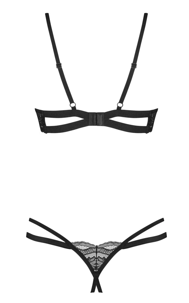 Verführerisches Ouvert-Set Nutris von Obsessive: Elegante Bügel-Hebe & aufregender Spitzen-String für unvergessliche Momente!