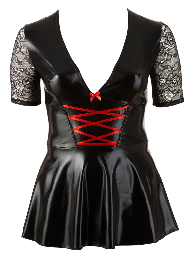 Cottelli Eleganz trifft auf Verspieltheit, Minikleid mit Schnürung und Spitze, Reiz V-Ausschnitt