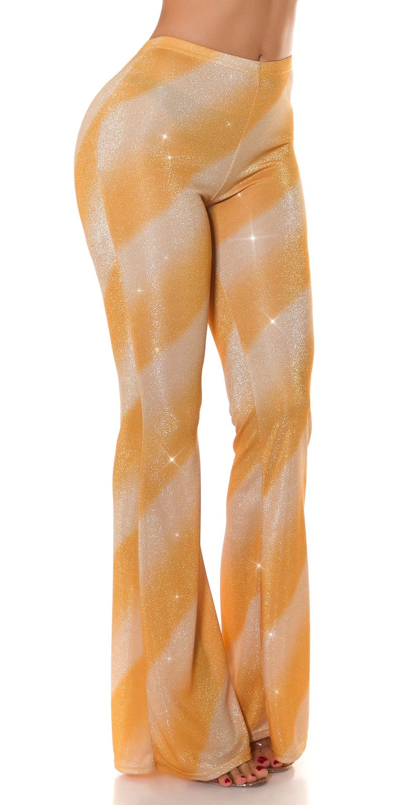 Glitter Streifen High Waist Hose mit Schlag Glitter Streifen High Waist Hose mit Schlag