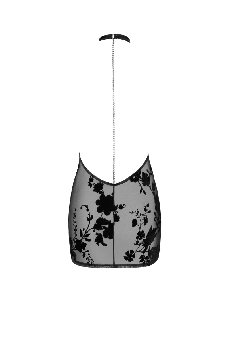 F313 Minikleid aus Netzmaterial mit Kette transparent von Noir Handmade