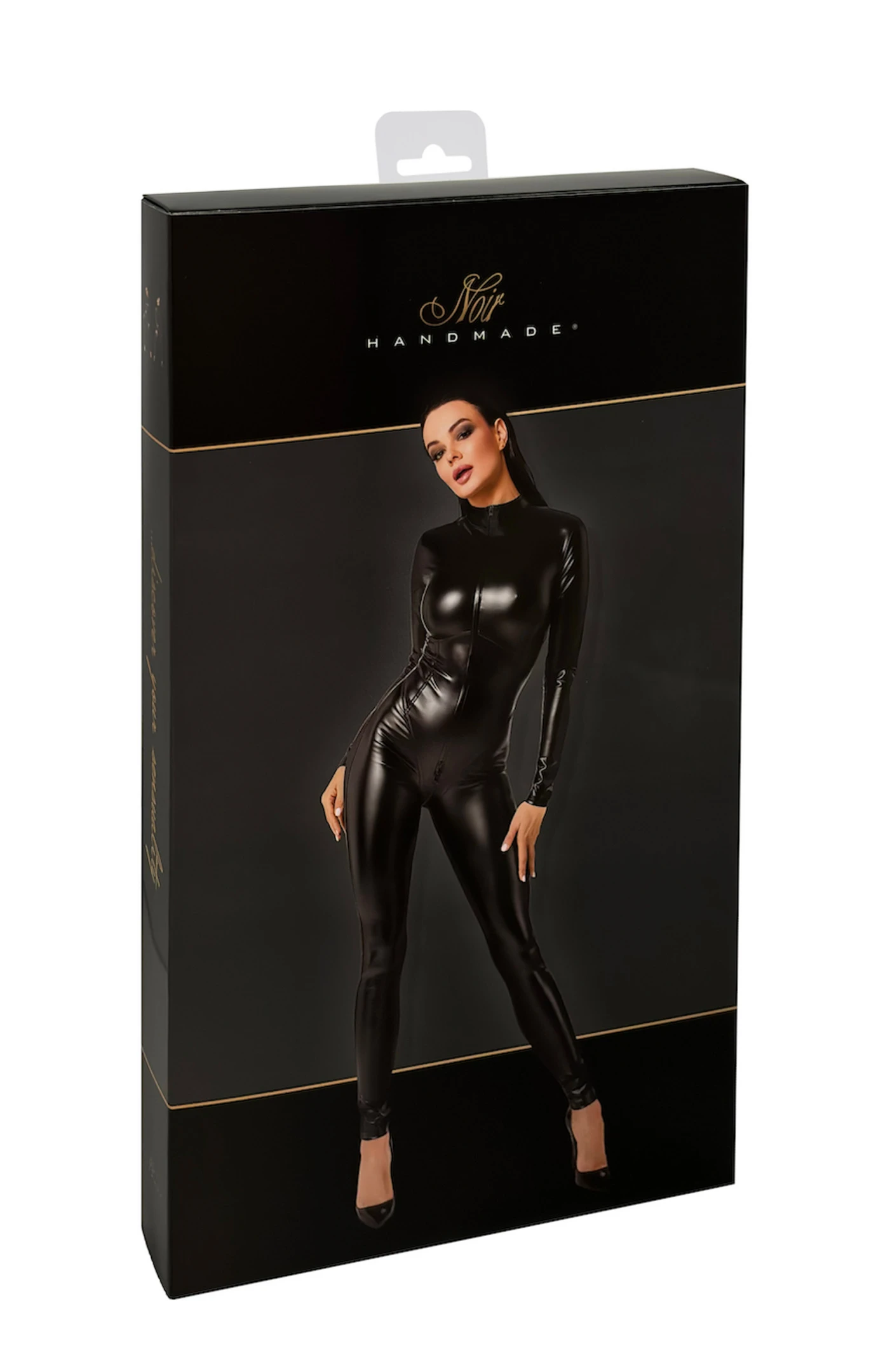 Wetlook Overall, Exklusiver hautenger Noir Handmade F331  Wetlook-Overall mit dehnbarem Material und aufregendem 3-Wege-Reißverschluss bis zum Schritt