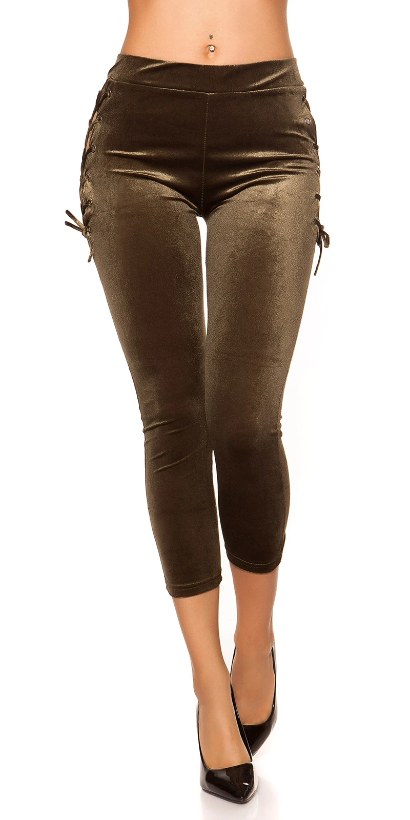 Smat Optik Leggings mit Cutout und Deko Schnürung