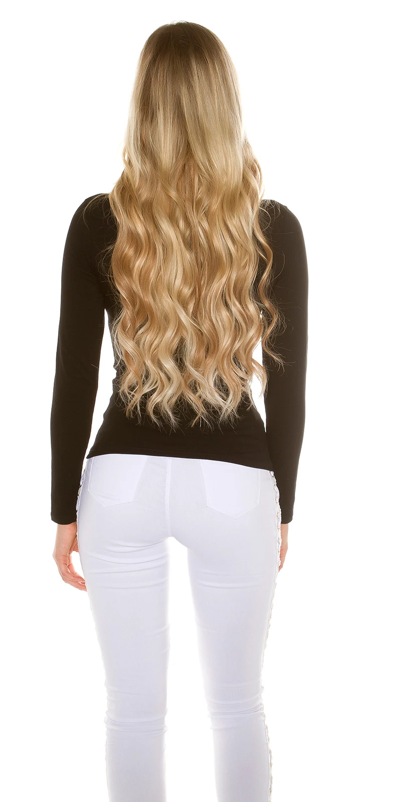 Unifarbenes Langarm-Shirt mit integriertem Halsband