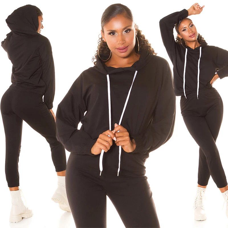 Uni Jogginganzug Loungewear Damen Trainingsanzug Sport 2-Teiler Fitness Hoddie Hose Kapuzenpullover Uni Jogginganzug Loungewear Damen Trainingsanzug Sport 2-Teiler Fitness Hoddie Hose Kapuzenpullover