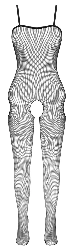 Fantasy by Cottelli Netz Catsuit ouvert mit Fuß, erotische Reizwäsche, offene Unterwäsche mit Hüft-Cut-outs, nahtlos