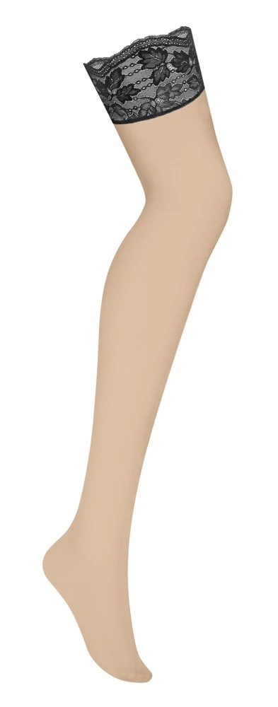 Nudefarbene Straps-Strümpfe Nutris von Obsessive: Eleganz mit schwarzem Spitzenabschluss für sinnliche Momente Nudefarbene Straps-Strümpfe Nutris von Obsessive: Eleganz mit schwarzem Spitzenabschluss für sinnliche Momente