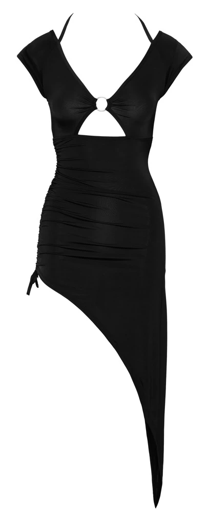 Cottelli PARTY Kleid Raffung Asymmetrischea Kleid mit Neckholder tiefer V-Ausschnitt