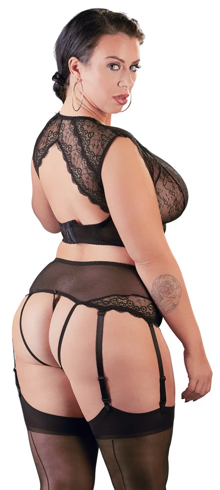 Cottelli Strapsstring und Bralette mit glamourösen Details aus Verführerischer Spitze