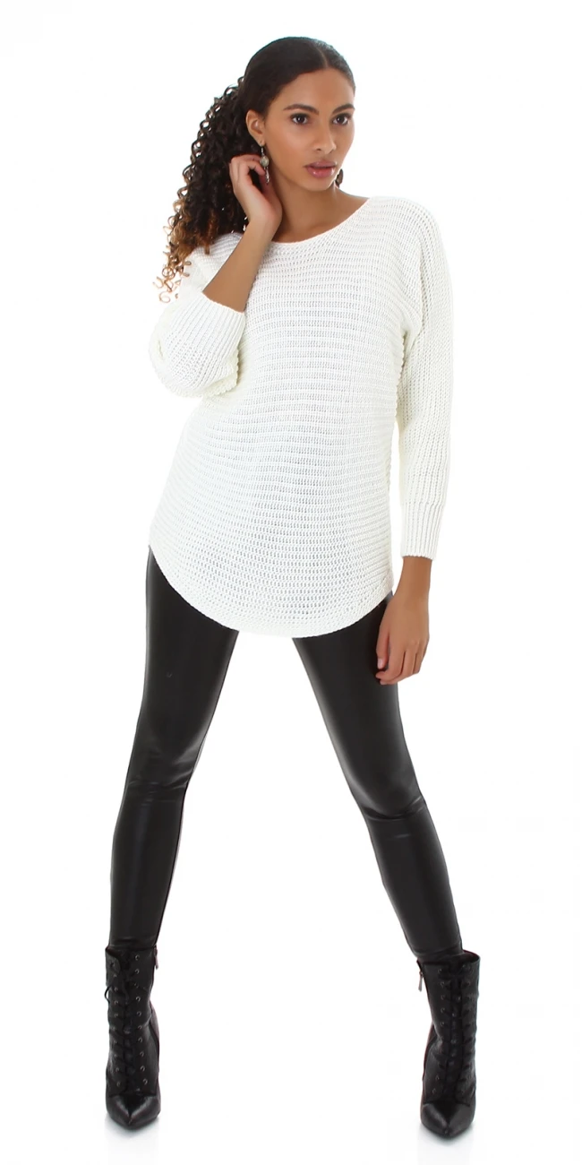 Weicher Rundhals Uni Strick Long Pullover Weicher Rundhals Uni Strick Long Pullover